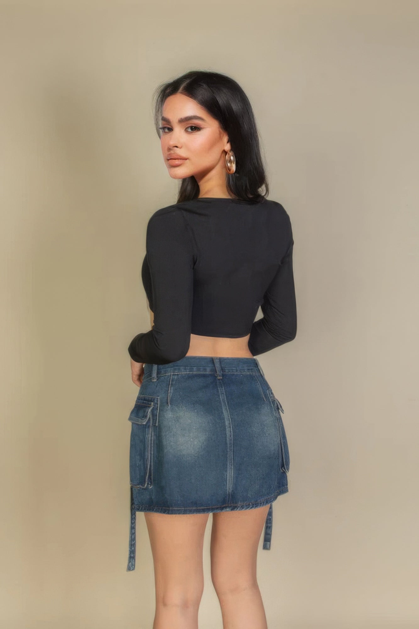 Tops "Solid Rib Knit Square Neck Long Sleeve Top / Super Fluffy Clothing"