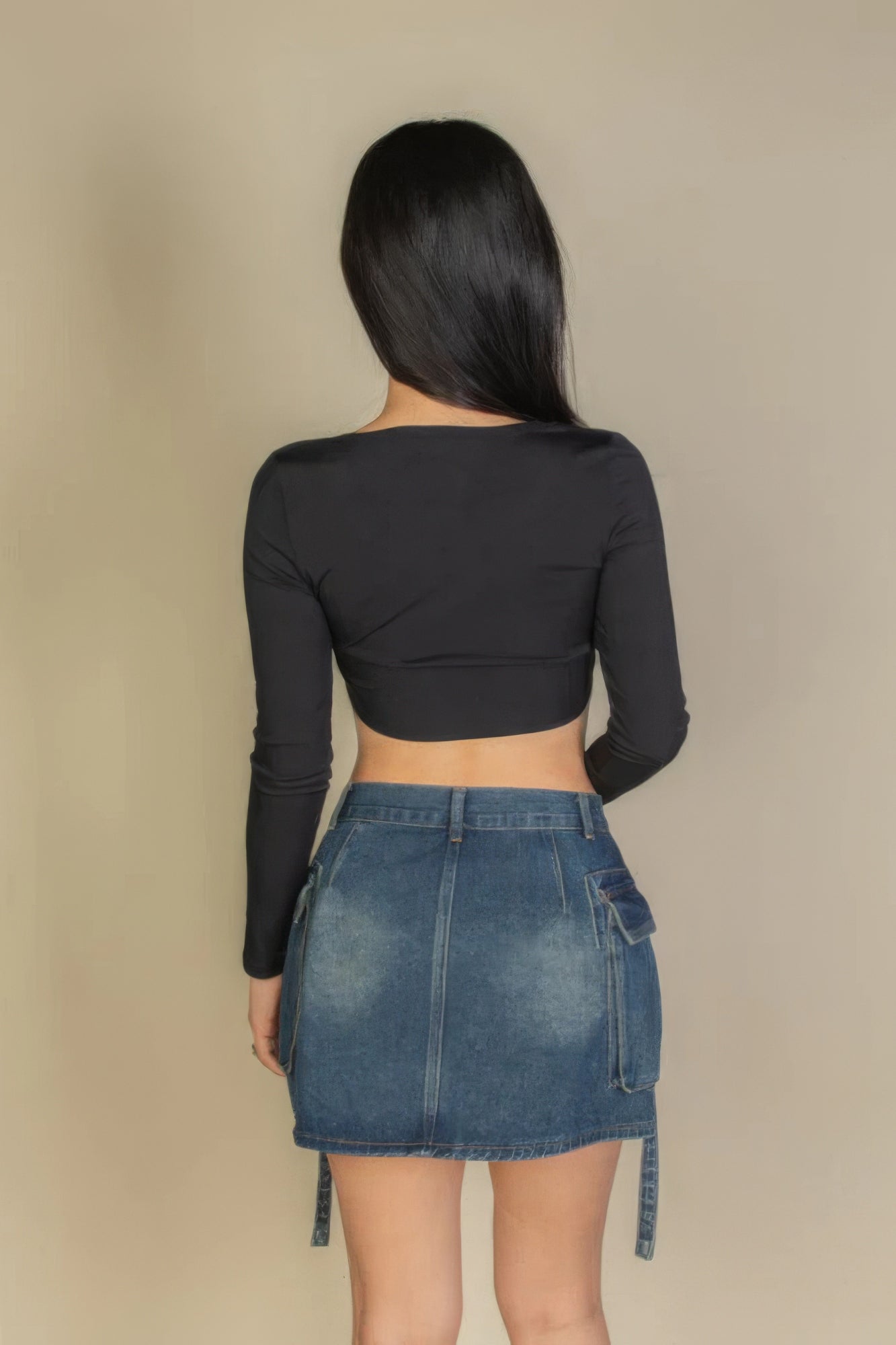 Tops "Solid Rib Knit Square Neck Long Sleeve Top / Super Fluffy Clothing"