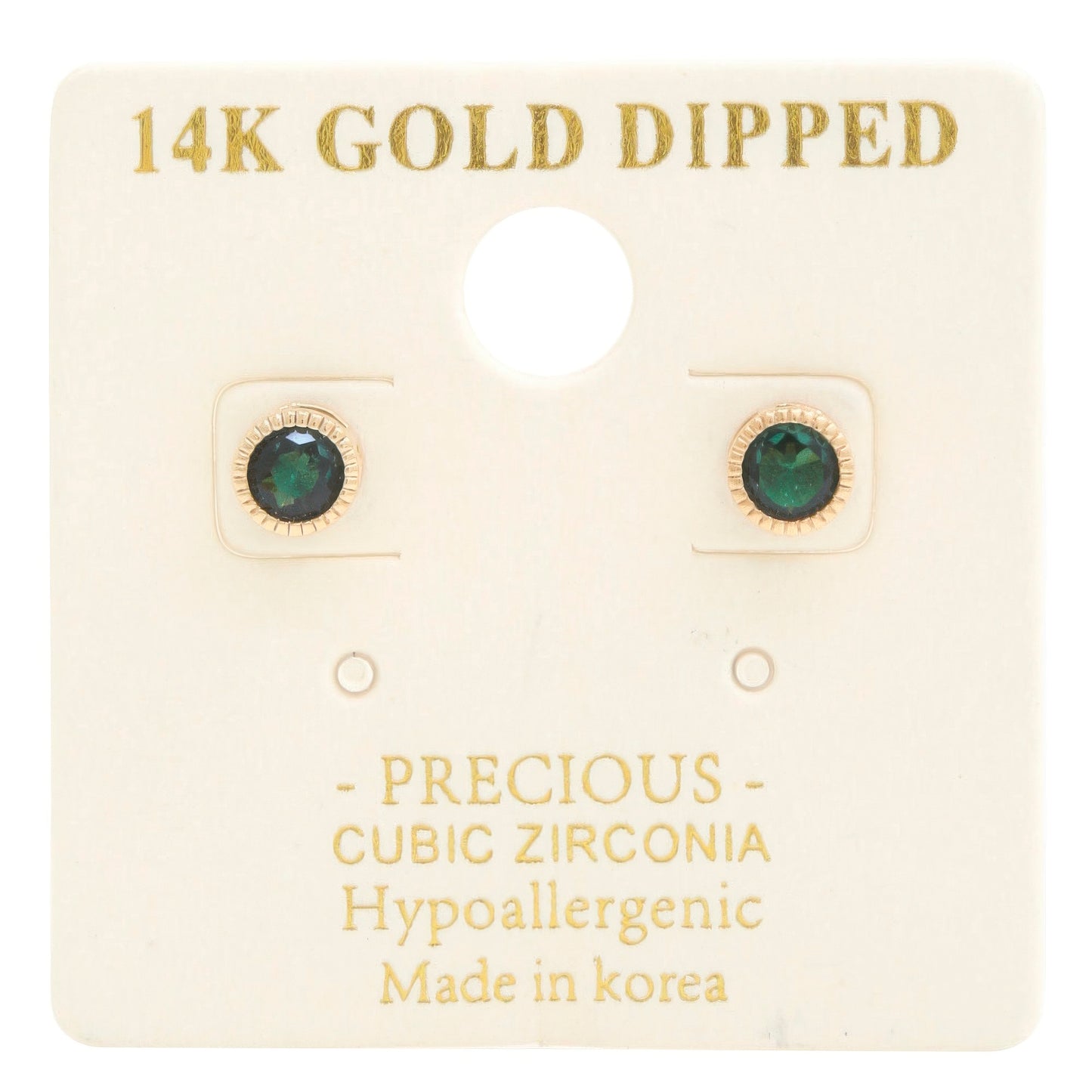 14k Gold Dipped Cz Round Earring