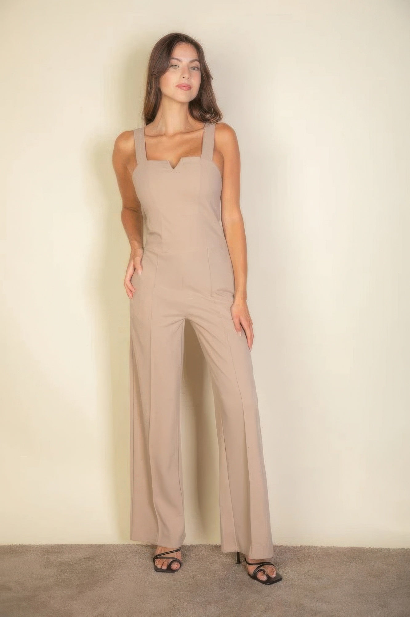 “Sizes: S, M, L, XL. 2XL, 3XL Women Dresses /   Spaghetti Strap Solid Wide Jumpsuit”