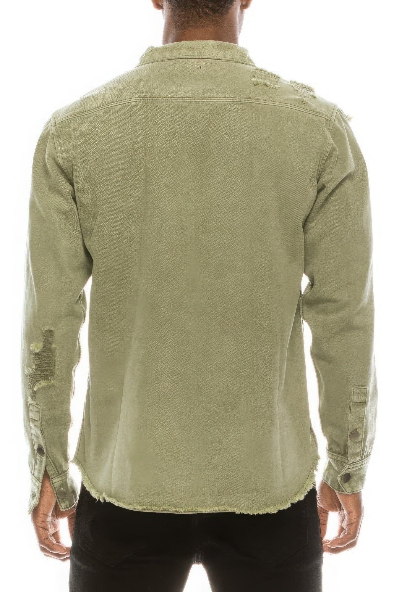 "Images / Men's Ripped Denim Overshirt"