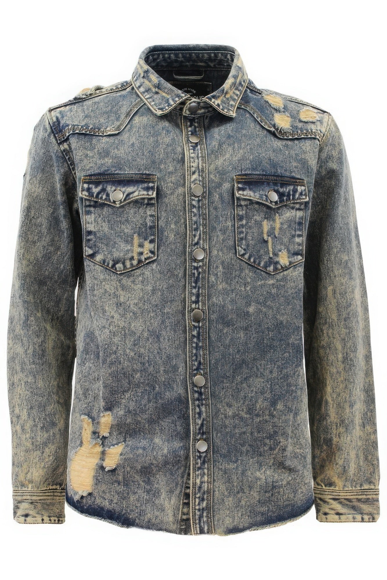 "Images / Men's Ripped Denim Overshirt"