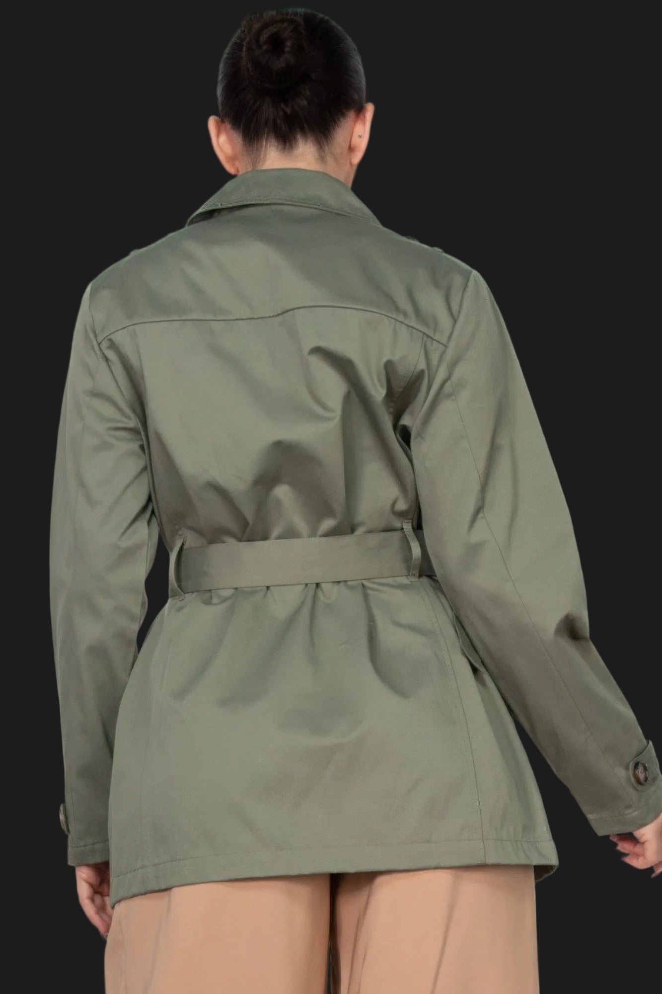 Double-breasted Notch Belted Coat