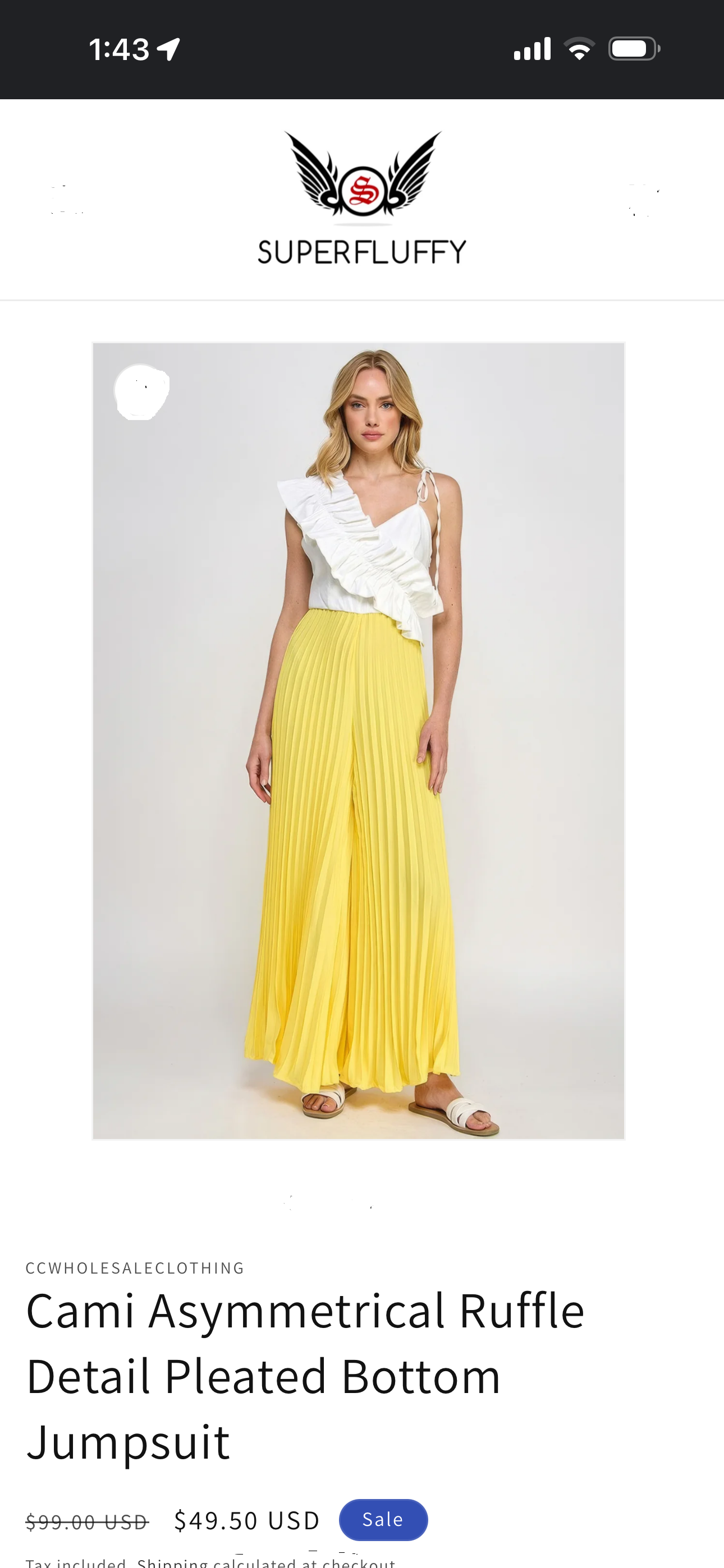 Women Jumpsuit Cami Ruffle Detail Pleated Bottom