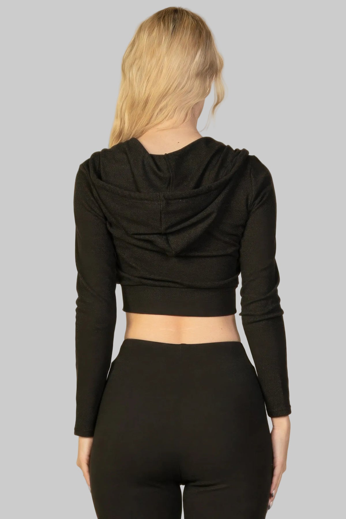 Ribbed Crop Zip Hoodie