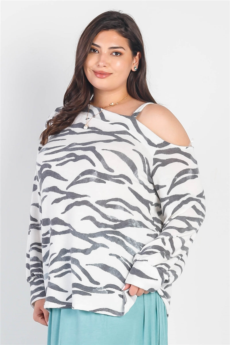 Women's Plus Size  / Zebra Print Sexy Sheer Mesh Bodysuit