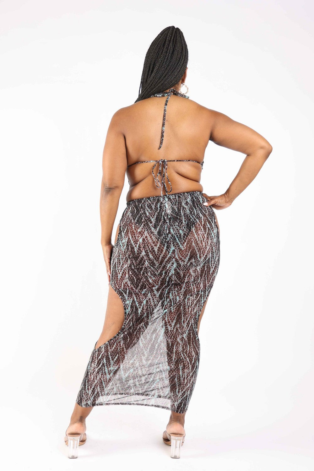 "2025 Chic Fashion for Women to Boost Charm / Sexy Sheer Mesh Drawstring Rushed Skirt"