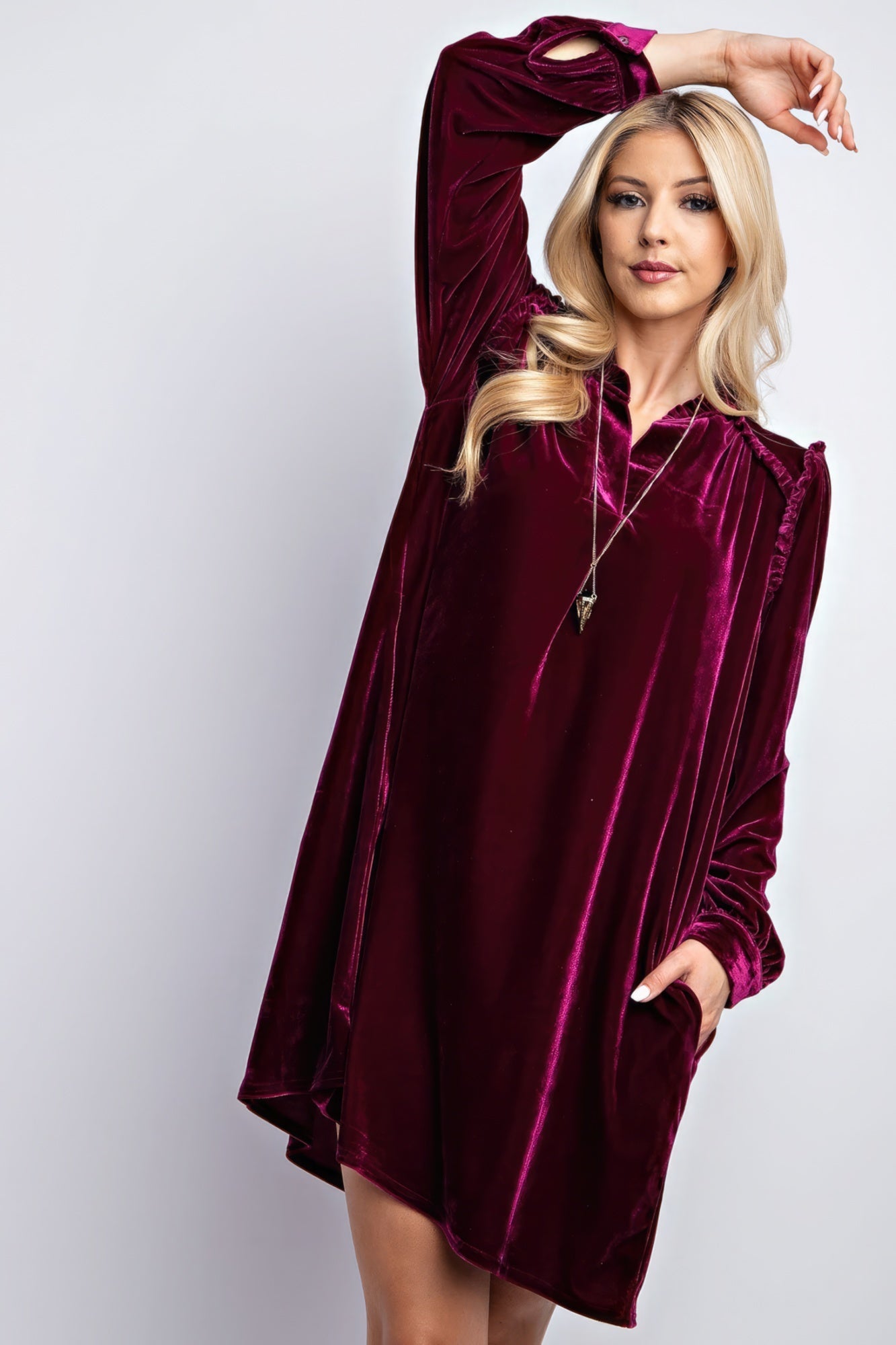 Women's Clothing: Stay Stylish at Any Time / Velvet PU Pants, Velvet V Neck Dress"