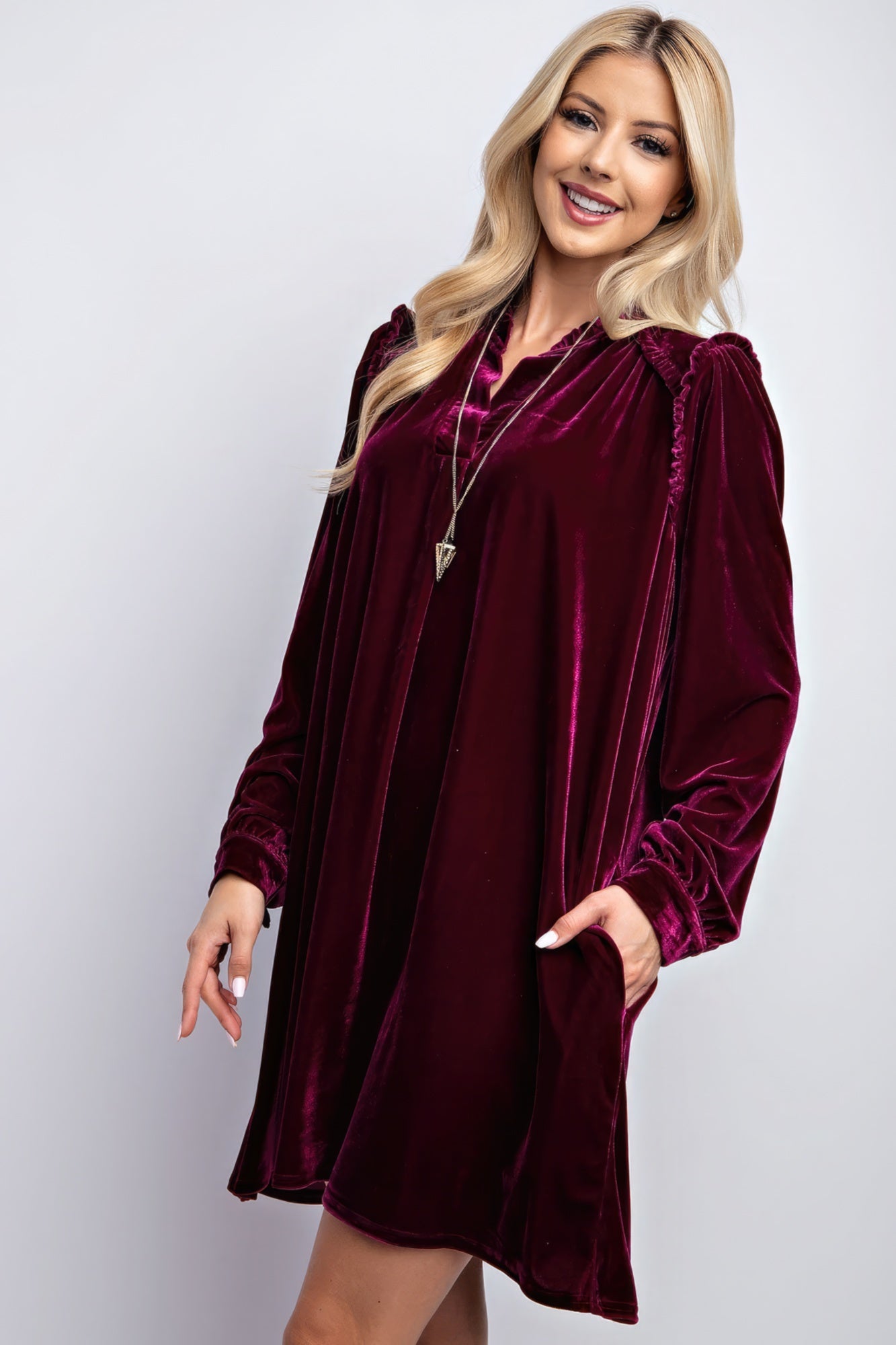 Women's Clothing: Stay Stylish at Any Time / Velvet PU Pants, Velvet V Neck Dress"