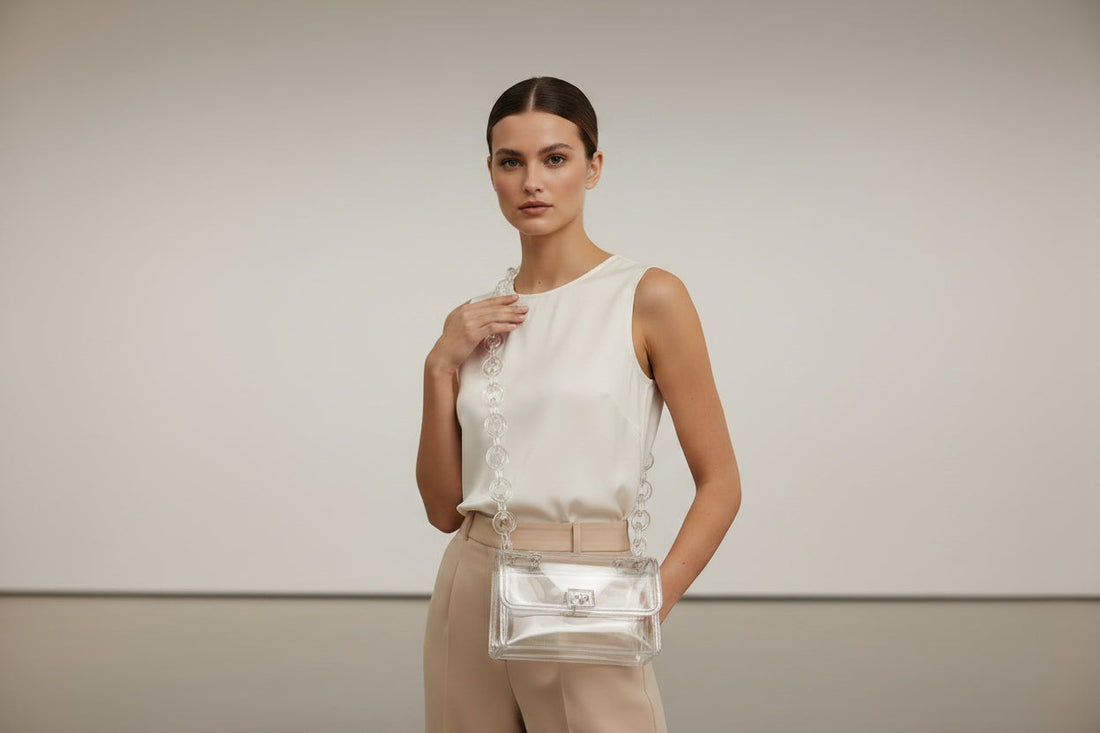 Read Our Women's Fashion Style Guide / Transparent Cross Body Bag W Clear Chain by Super Fluffy Clothing Store