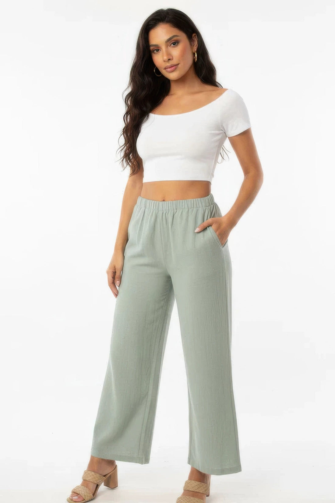 "Women's Summer Cotton Pants / Relaxed Fit 100 Percent Cotton Wide Leg Pants with Side Pockets by Super Fluffy Clothing Store