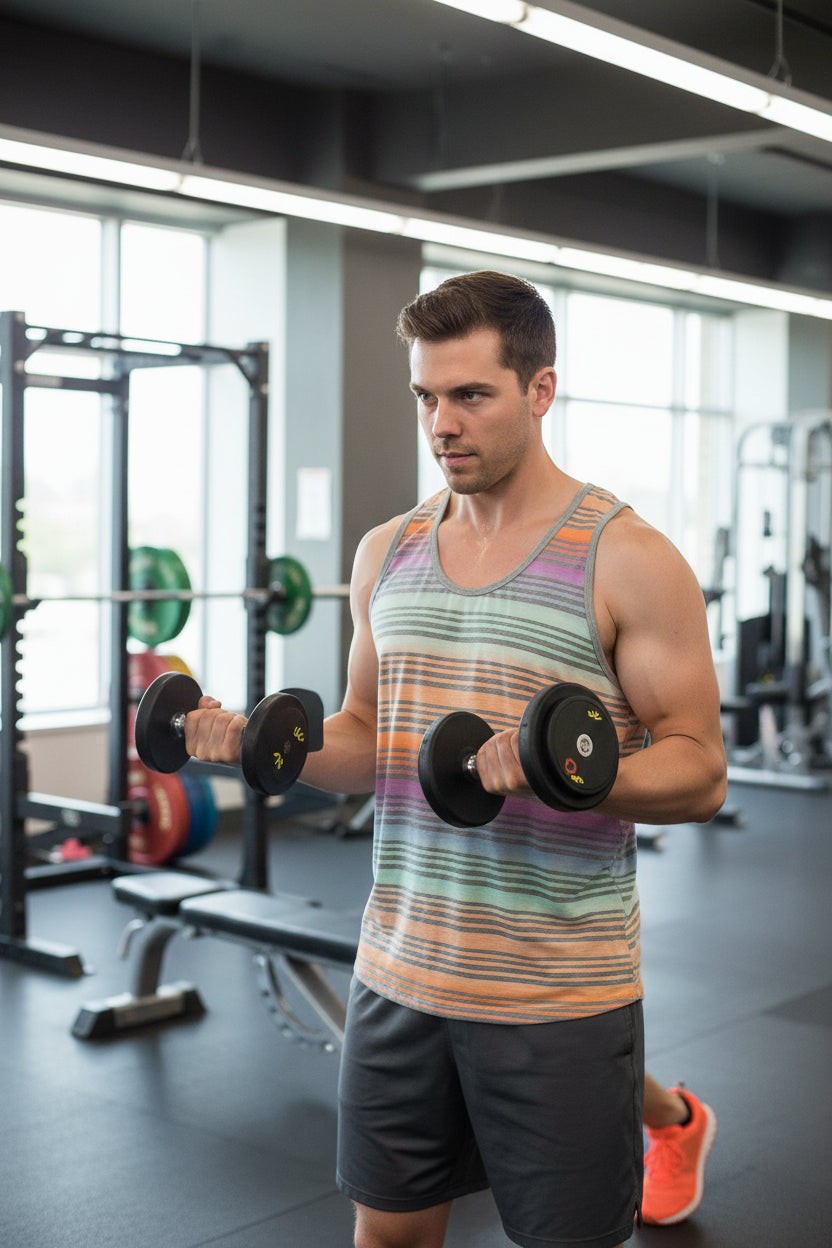 Men's Warm Weather Essentials / Pastel Striped Tank Top by Super fluffy clothing Store