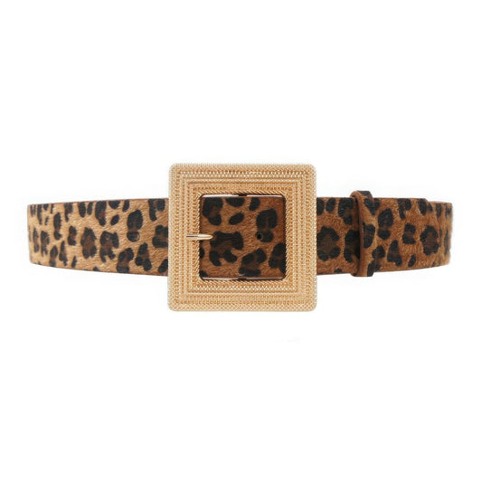 Metal Buckle Leopard Belt