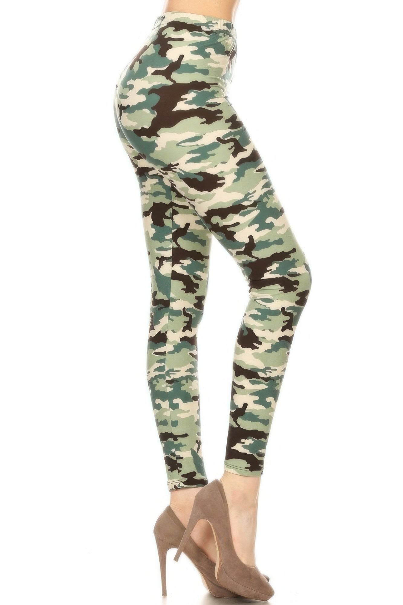 Camo Printed Lined Knit Full Length Legging