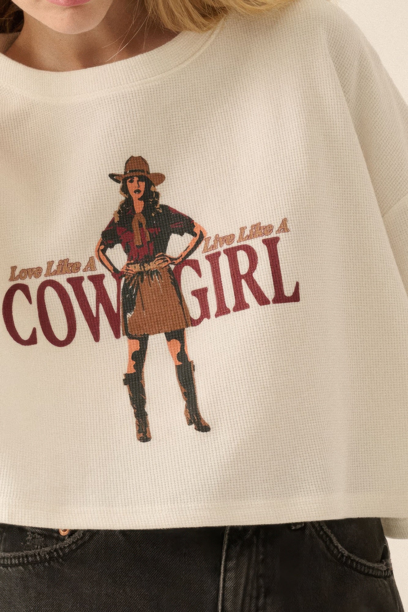 Love like a cowgirl thermal graphic sweatshirt