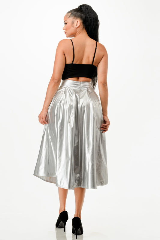Midi Skirt with Pockets for Women / Faux Leather, Stretch, Mermaid”