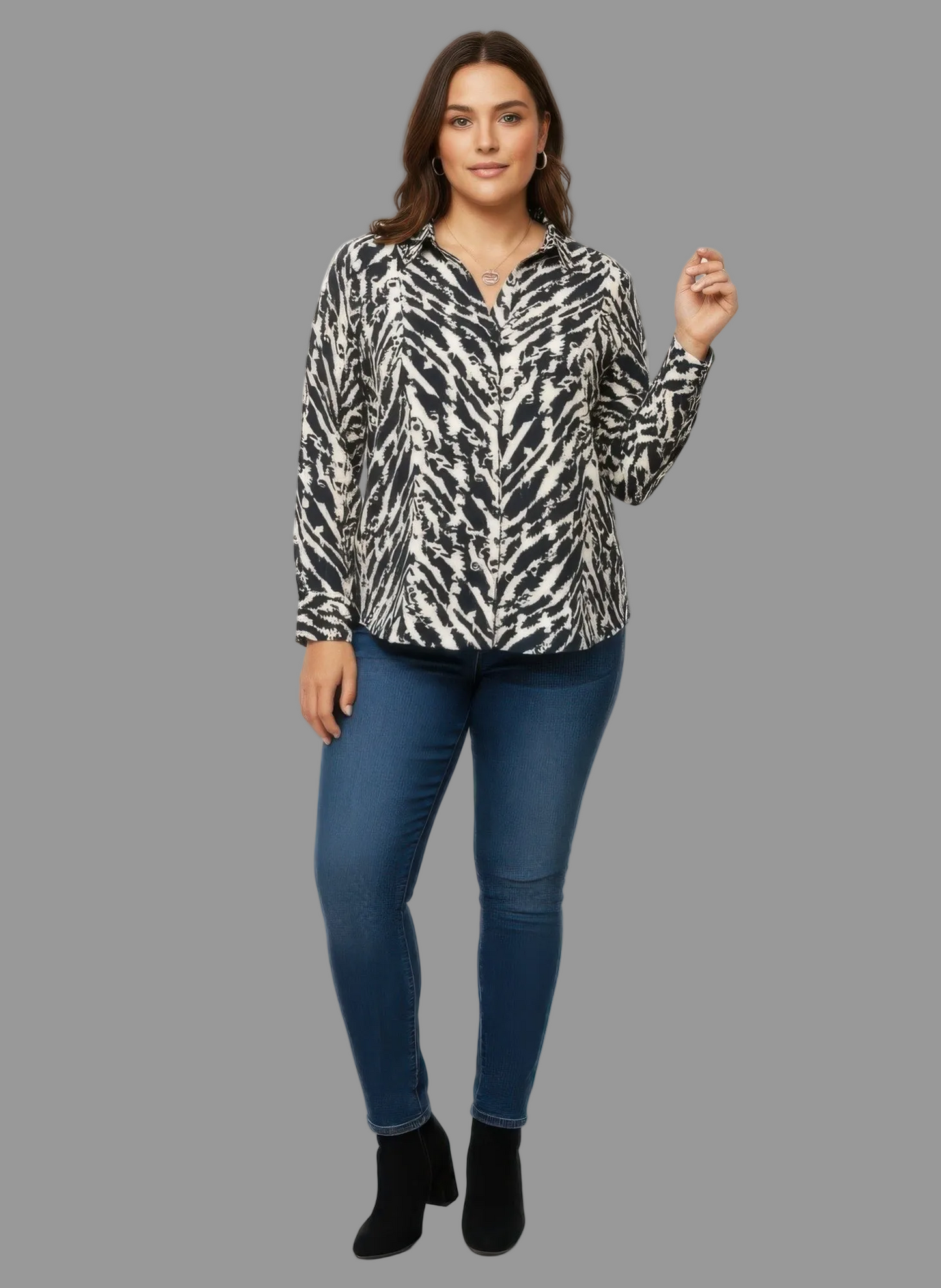 Zebra Print Button-up Shirt