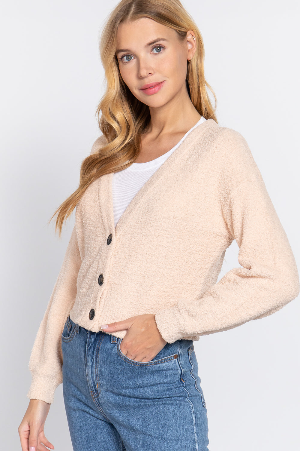 Long Slv V-neck Sweater Cardigan