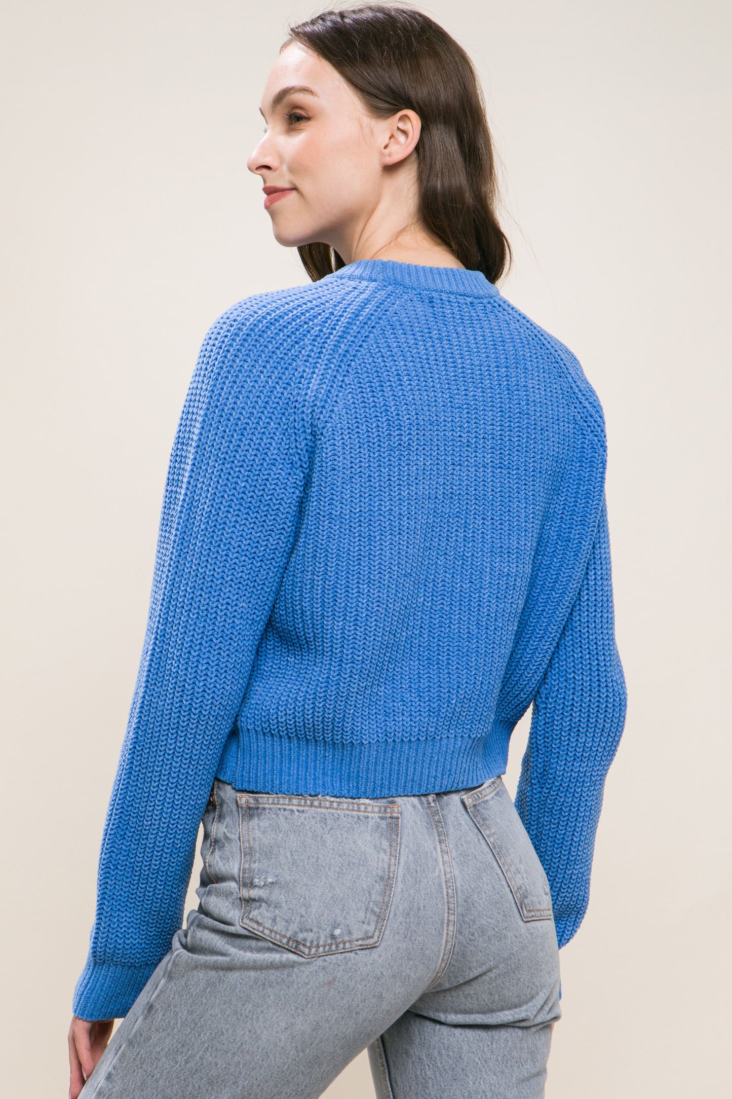 Knit Pullover Sweater With Cold Shoulder Detail