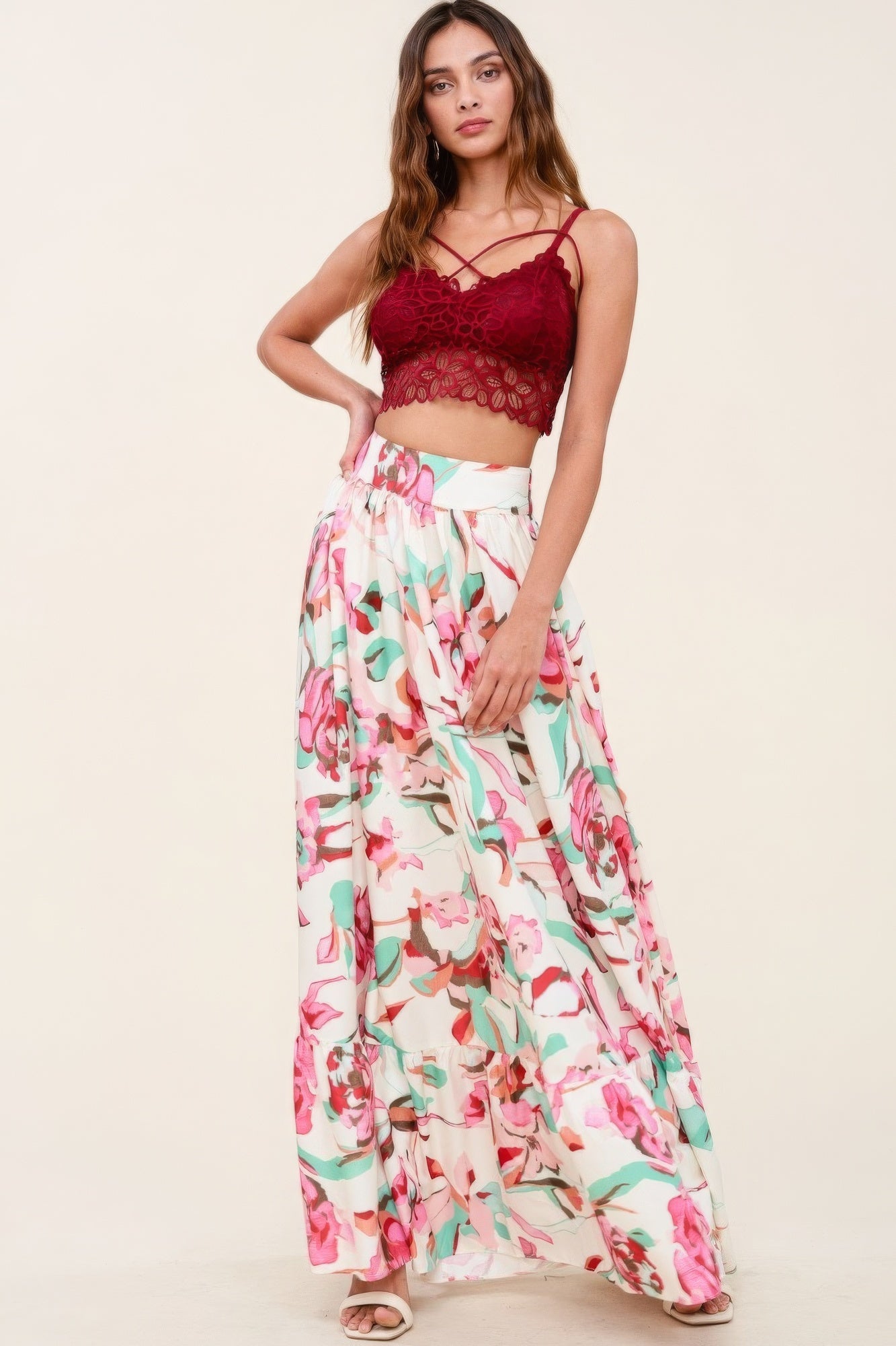 Printed Maxi Skirt With Pockets